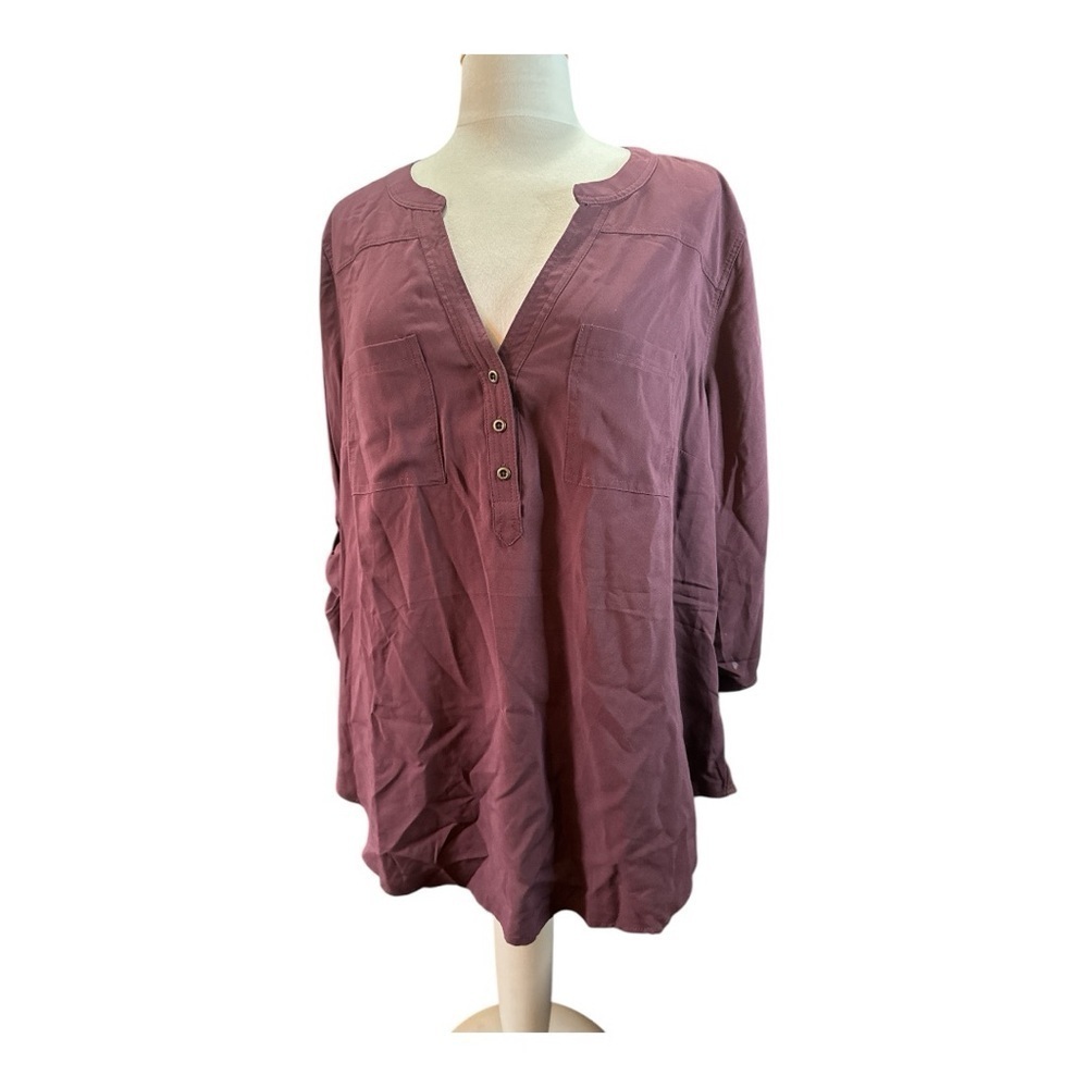 Torrid Walnut Rayon Twill Tunic Shirt blouse. - Picture 2 of 6